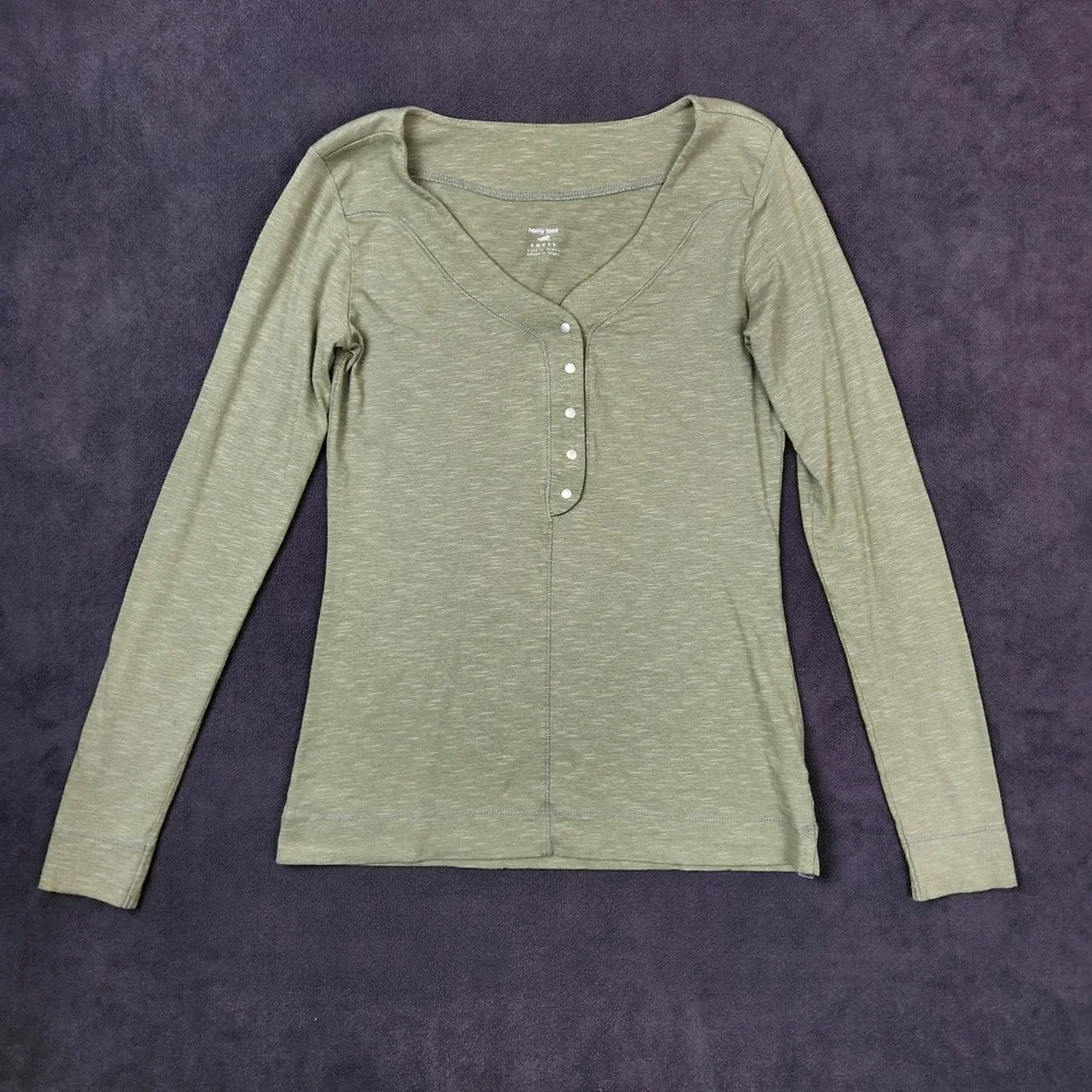 Horny Toad & Co Sonja Henley Top‎ Womens Small Green Long Sleeve Organic Cotton